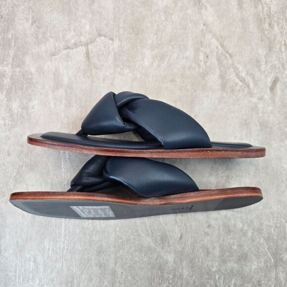Maeve Anthropologie Thong Sandals Size 6 Navy Blue Slip On Knot Puffy Flip Flops - Picture 7 of 10